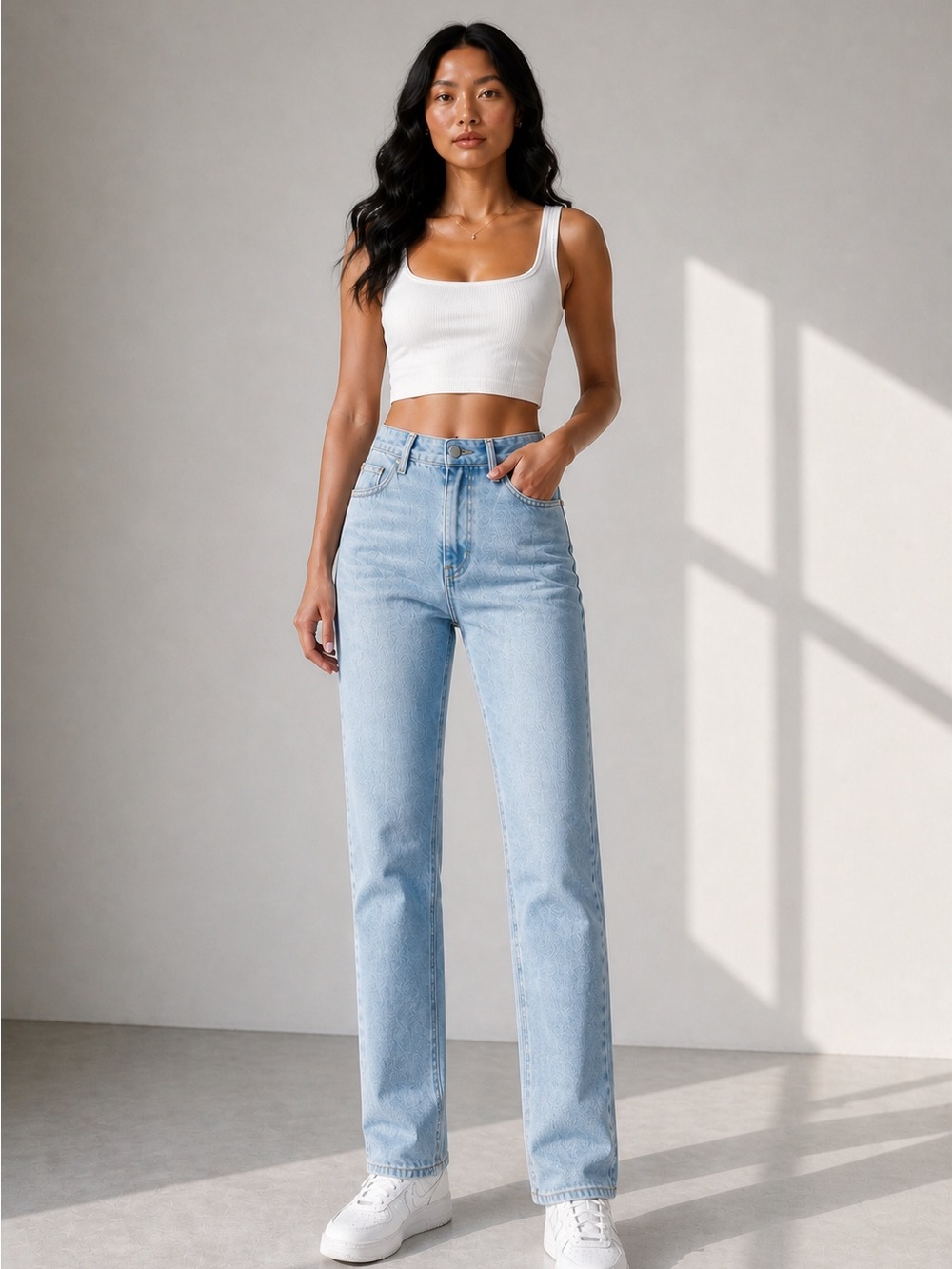 WeWoreWhat High Rise Relaxed Straight Leg Jeans Light Wash Size 25 NWT